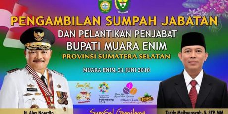 Gubernur Sumsel Lantik Teddy Meilwansyah Sebagai Penjabat Bupati Muara Enim